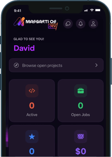 Client dashboard in the Masgarti.Dev app